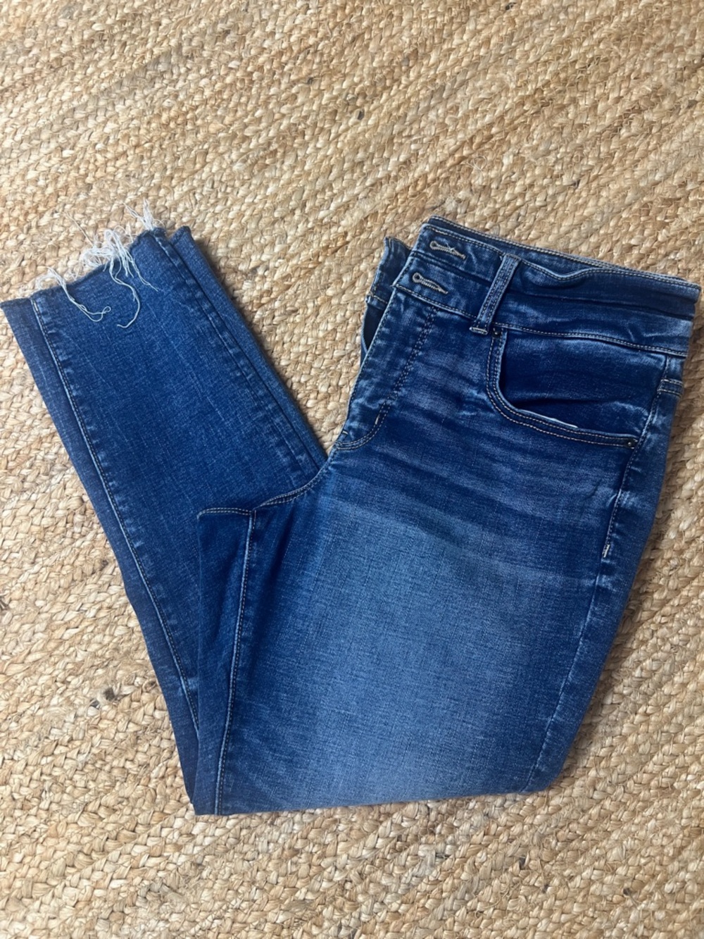 BKE Dark Blue Distressed Ankle Skinny Jeans